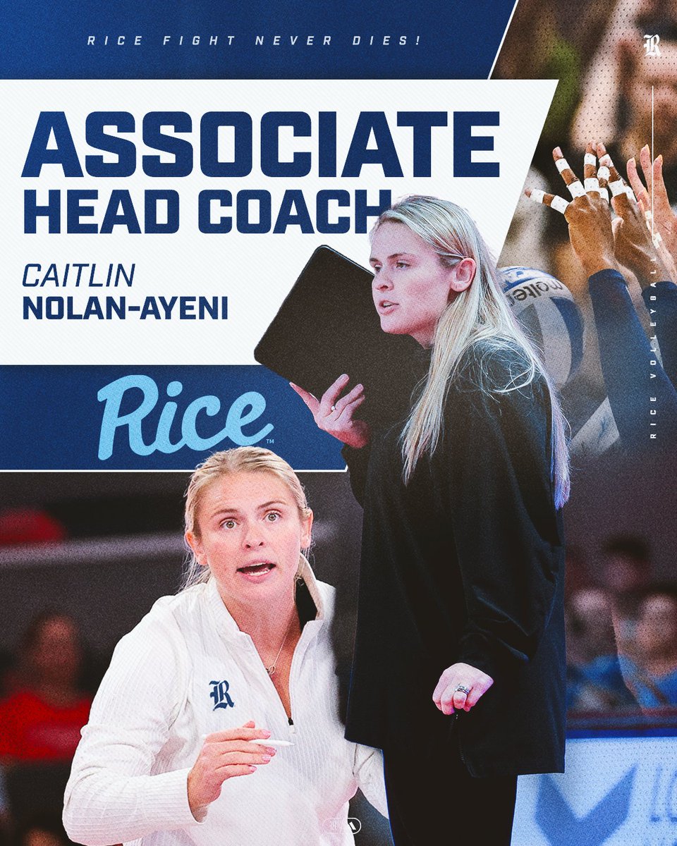 RiceVolleyball's tweet photo. Welcome to South Main, Coach Nolan-Ayeni! 👐

Caitlin Nolan-Ayeni joins Rice Volleyball as Associate Head Coach!

#GoOwls 👐 https://t.co/2gpFrMug2Y