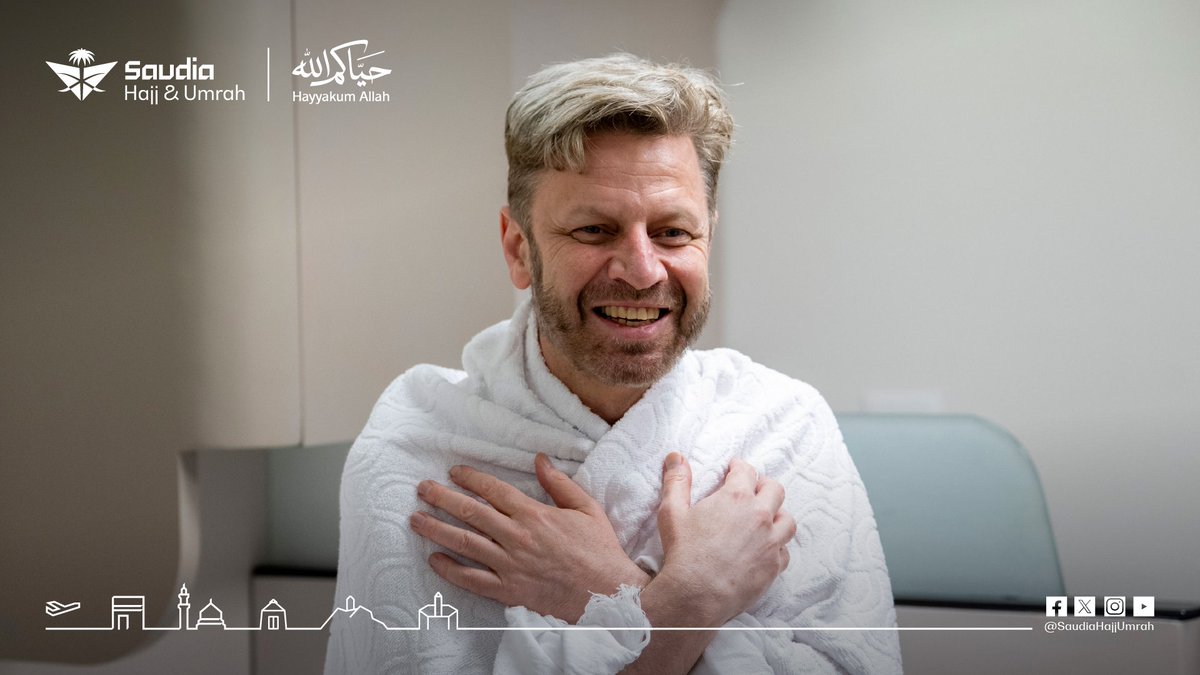 SaudiaHajjUmrah's tweet photo. Welcoming the Guests of Allah from more than 43 countries around the world, united by one sacred journey and purpose.
Through authentic Saudi hospitality and seamless care, we accompany our pilgrims every step of the way, delivering a Hajj experience centered around comfort, reassurance, and attention to every detail.

#SaudiaHajjUmrah
#GuestsOfAllahGuestsOfSaudia
#HayyakumAllah
#Hajj2026