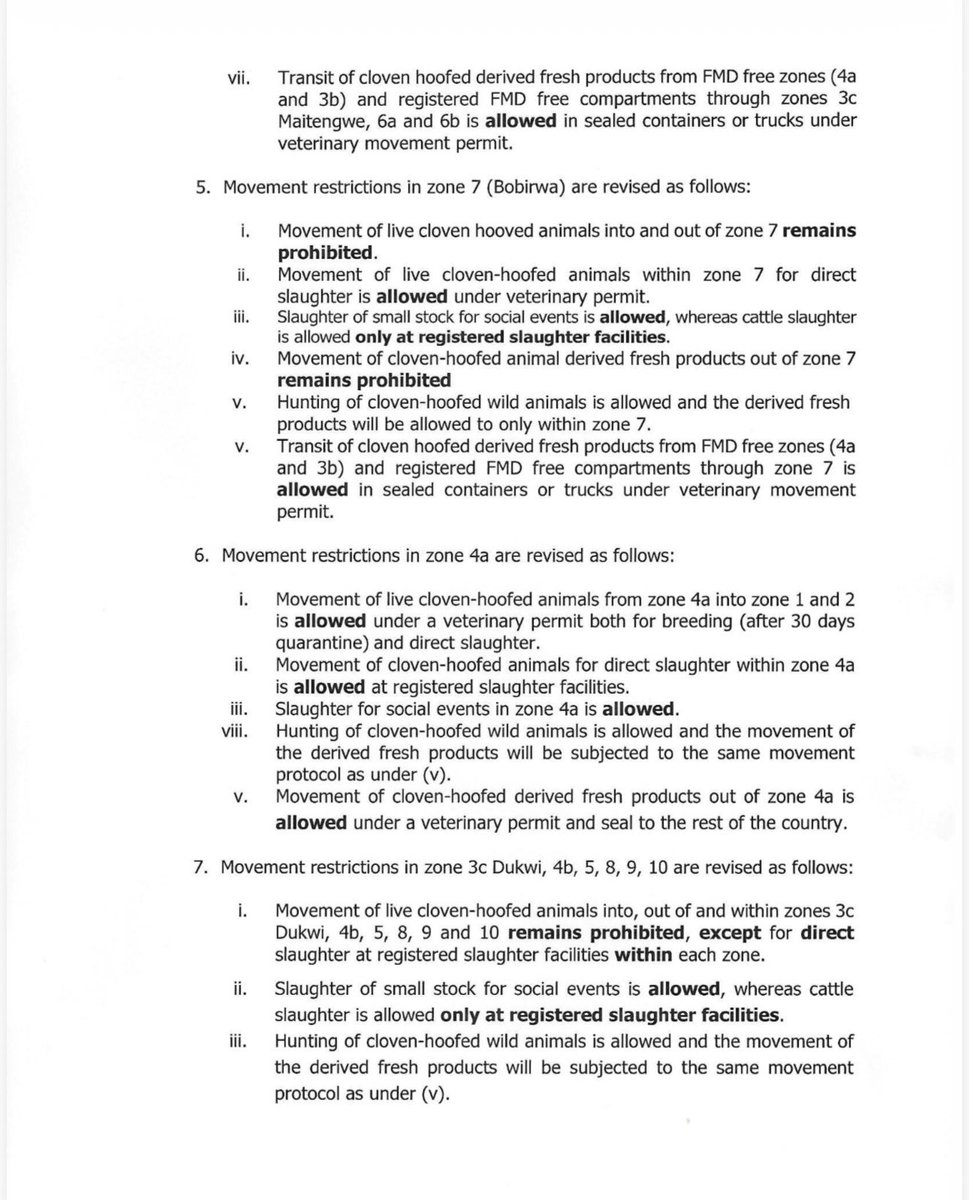 wabpan's tweet photo. FYI, YOU ARE ALLOWED TO MOVE FRESH MEAT PRODUCTS FROM ZONE 3b (Nata) &amp; ZONE 4a(Boteti) TO THE REST OF THE COUNTRY as per communication from the 2nd of May 2026. There are clear specifications below on the how… https://t.co/lmPS1oqyNe
