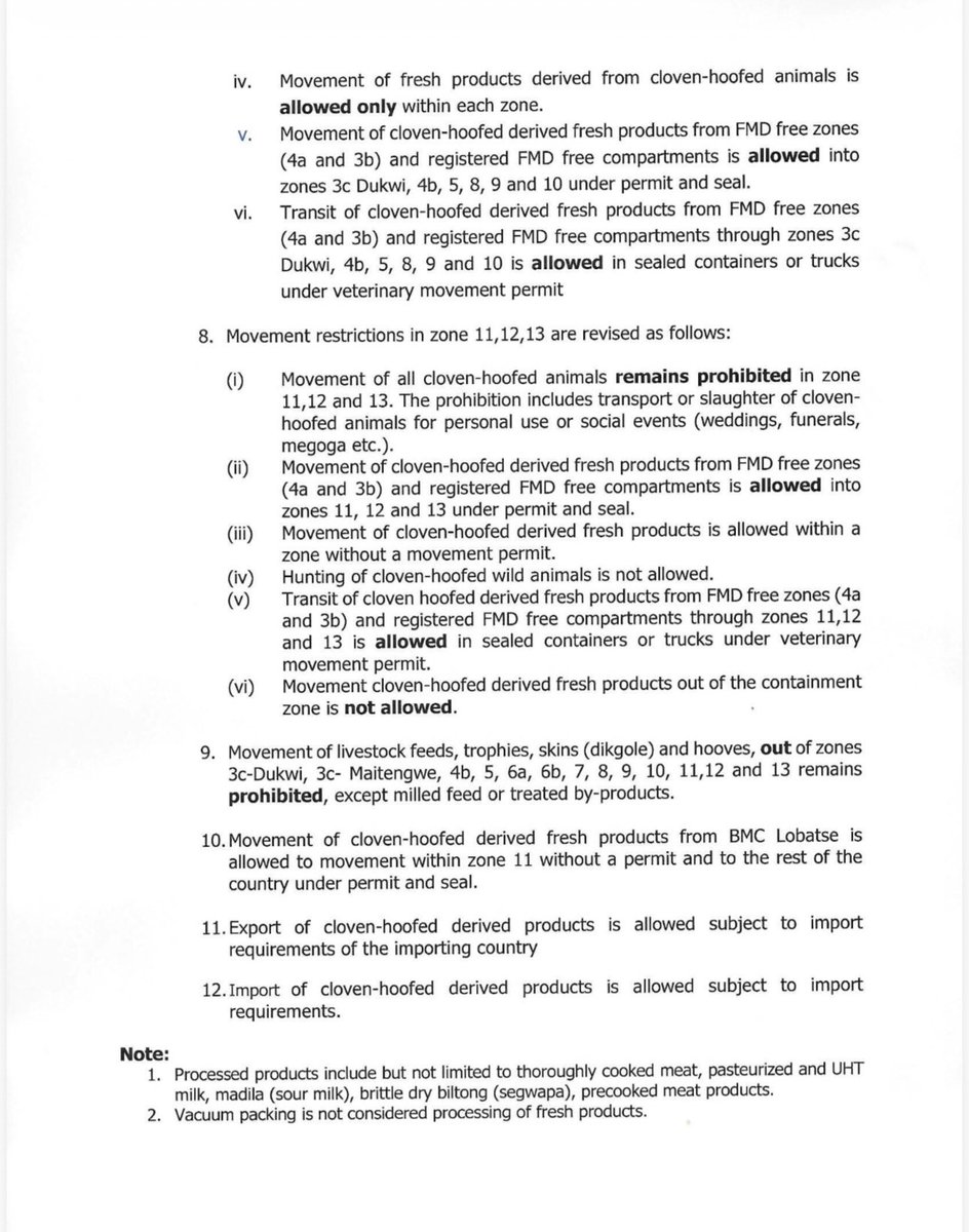 wabpan's tweet photo. FYI, YOU ARE ALLOWED TO MOVE FRESH MEAT PRODUCTS FROM ZONE 3b (Nata) &amp; ZONE 4a(Boteti) TO THE REST OF THE COUNTRY as per communication from the 2nd of May 2026. There are clear specifications below on the how… https://t.co/lmPS1oqyNe