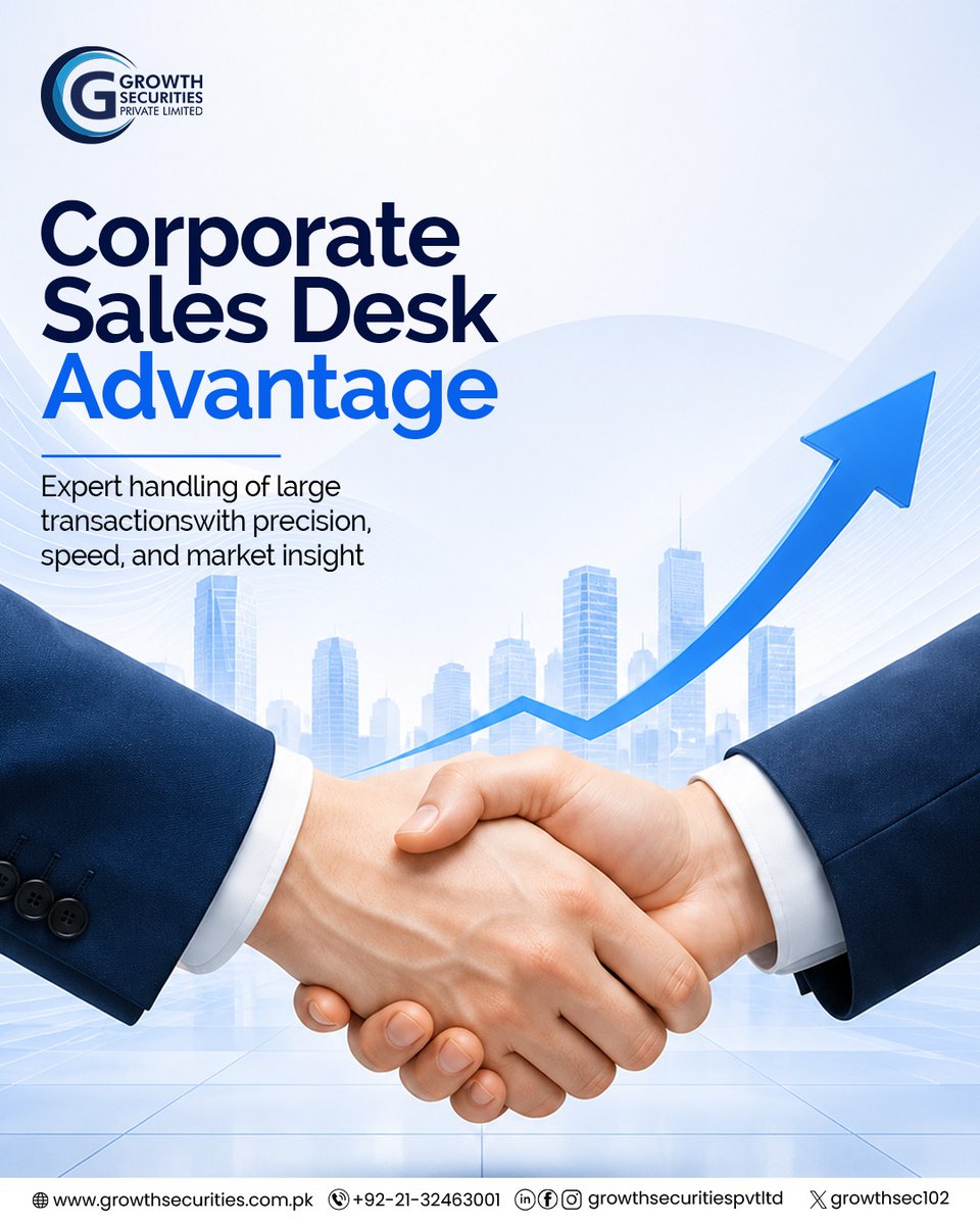 growthsec102's tweet photo. Empowering every level of investor on the PSX.
From user-friendly digital tools for retail traders to expert handling of large transactions via our Corporate Sales Desk, we ensure your market moves are backed by precision and clarity.
#GrowthSecurities #CarouselPost https://t.co/ec4bKvSPwz