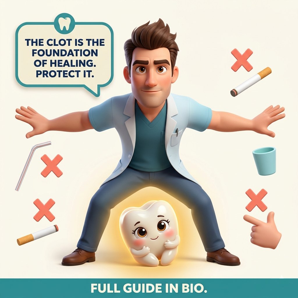 DoctorSutera's tweet photo. After a tooth extraction, every rule comes down to one thing:
protect the blood clot.
No straws.
No smoking.
No forceful rinsing.
No picking at the site.
Lose the clot too early = dry socket, exposed bone, severe pain. https://t.co/6rnN2QFFgr
#ToothExtraction #DrySocket https://t.co/JqRxTxb2VS
