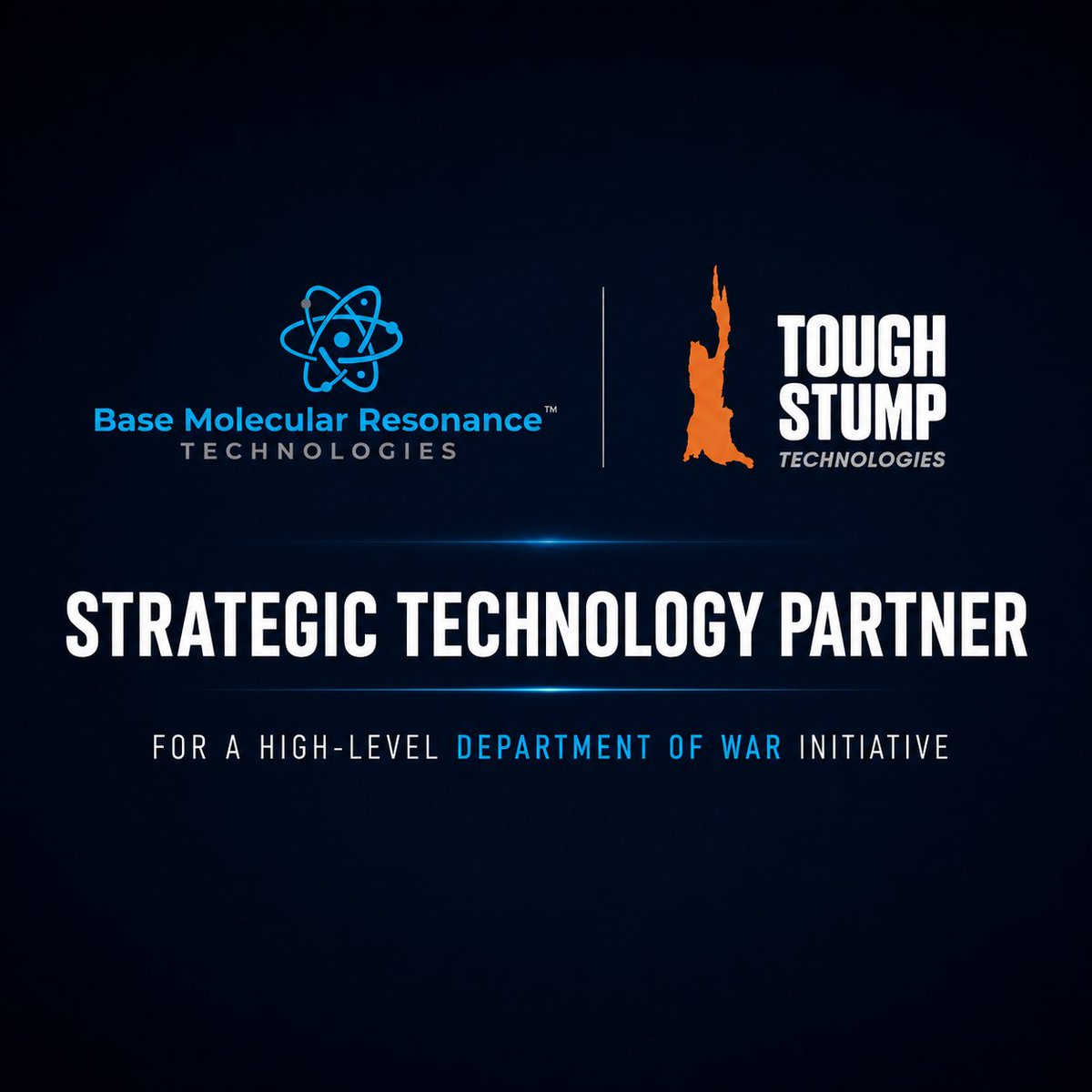 BaseMolecular's tweet photo. Base Molecular Resonance™ Technologies (BMRT) has been selected as the Strategic Technology Partner of Tough Stump Technologies for a high-level Department of War initiative.

This collaboration represents another important step in advancing next-generation detection capabilities for national defense and security applications.

Base Molecular Resonance™ technology was built to solve challenges where traditional systems struggle, enabling the remote identification of materials of interest at the molecular level without physical search or operational disruption.

As global threats continue to evolve, the future of protection requires earlier awareness, broader coverage, and new approaches to detection.
We are honored to support initiatives focused on strengthening the capabilities that protect our nation and those who serve.

Read the full announcement:
https://t.co/dEaYOtej49

#BMRT #BMRTSecurity #NationalSecurity #DefenseTechnology #MilitaryInnovation #QuantumTechnology #HomelandSecurity #AdvancedDetection #PublicSafety
