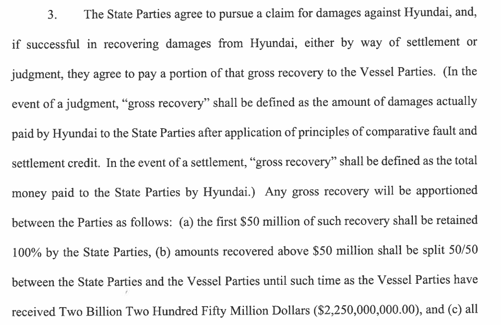 DanBelson_'s tweet photo. KEY BRIDGE SETTLEMENT: Part of Maryland's $2.25 billion settlement with the Dali's owner/operator is a commitment by the state to pursue a claim against Hyundai, and to pay a chunk of any winnings back to the shipowners. 

First $50 million to the state, after that it's 50/50. https://t.co/EzafxGhtkW