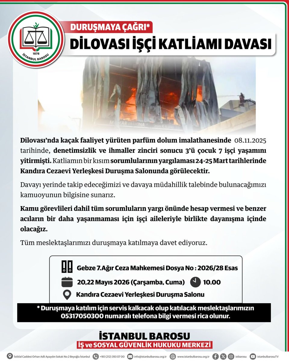 İstBaro İş ve Sosyal Güvenlik Hukuku Merkezi tweet media