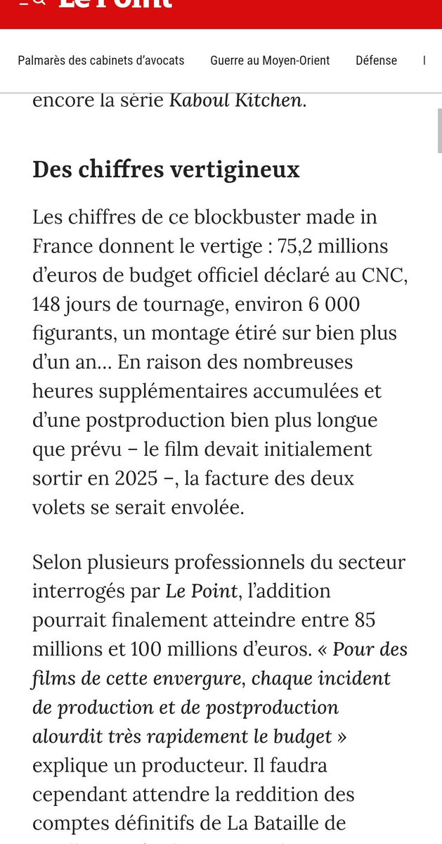 Cinema_fr_hub's tweet photo. Pour rappel Valérian de Luc Besson avait un budget de 197 millions d'euros, Astérix aux Jeux olympiques de 78 millions d'euros (ancien deuxième plus gros budget), si Le Point vise juste, alors La Bataille De Gaulle prend la deuxième place !! https://t.co/vSCMDhLhK0