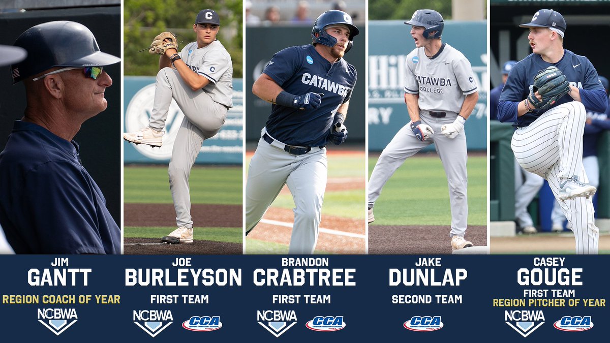 CatawbaIndians's tweet photo. The All-Region honors are rolling in for @CatawbaBaseball!

Casey Gouge is the D2CCA Southeast Region Pitcher of the Year; Jim Gantt is the NCBWA Region Coach of the Year!

4⃣ earn All-Region honors.

Release | https://t.co/Qbt0nt6c6G 

#BeYourOwnHero | #CatawbaCulture https://t.co/YLznNzS0I5