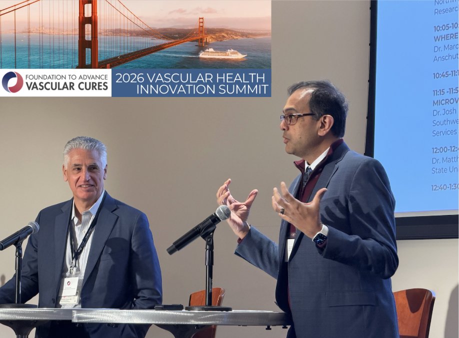 VascularCures's tweet photo. Co-chairs of the Summit, Dr. @MichaelSConteMD  and Dr. @manesh_patelMD,  began the morning by 𝘓𝘦𝘢𝘥𝘪𝘯𝘨 𝘊𝘩𝘢𝘯𝘨𝘦 with an important discussion of the interconnected factors shaping vascular disease outcomes and the future of patient care.
#VascSummit2026 https://t.co/QSmjTpaEiH