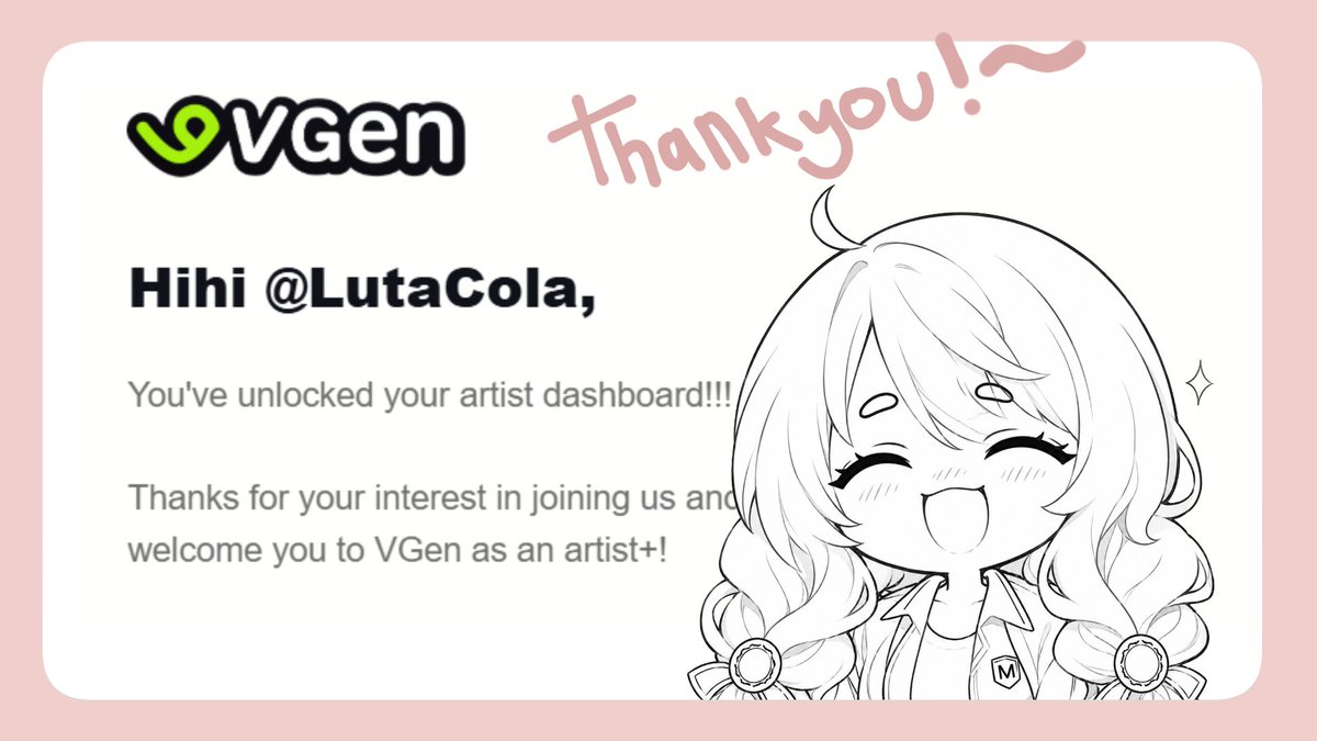 LutaCola's tweet photo. thank you so much @haisining  (´；ω；`)♡
luta can finally start preparing my VGen now 
i’ll be opening commissions tomorrow for sketch reference sheets because i really need financial help
i truly hope you guys will support and commission luta’s artwork (´｡• ᵕ •｡`) 
#VGen https://t.co/xzcczafUZs