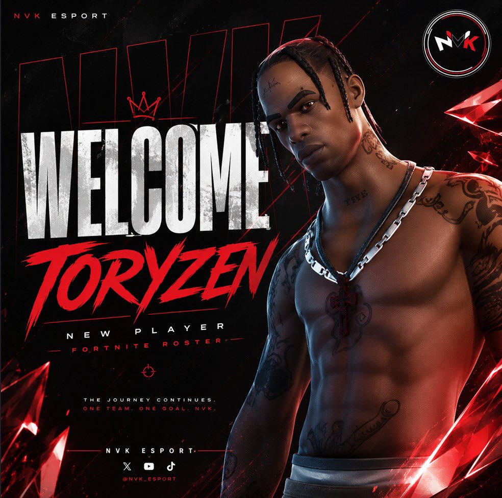 NvkEsport's tweet photo. 🚨 NOUVEAU RECRUTEMENT 🚨

Bienvenue à @toryzenfv dans la famille NVK ! 👑
Division 1 | 11 052 PR Europe | 20 694 PR Overall 🌍

Le roster monte encore d’un cran, les adversaires sont prévenus 😈🔥
One team. One goal. NVK. 🖤
#NVKWIN #Fortnite #Recrutement #FNCS #DivisionI https://t.co/CrD3sLW9SD