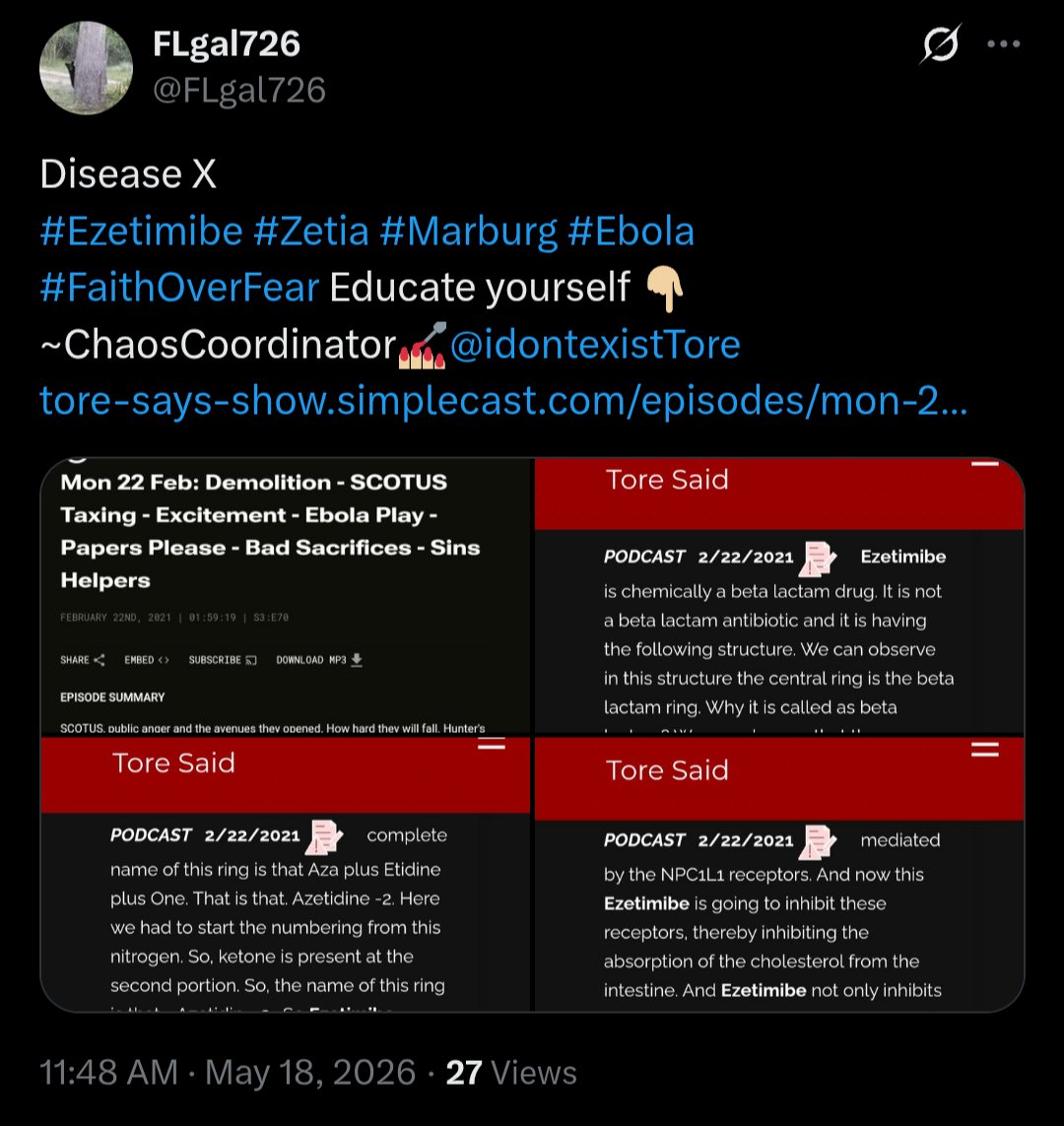 FLgal726's tweet photo. #DiseaseX #Ebola #Marburg
#Zetia #Ezetimibe
ToreSays💅🏼@idontexistTore
Thread 🧵 Link 🔗
https://t.co/X7gzFqldgt https://t.co/OetDKx0ZxV