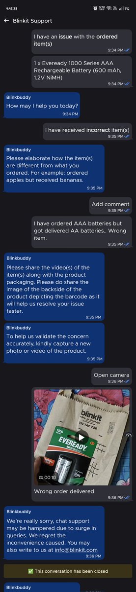 DrBikramTech's tweet photo. @letsblinkit @blinkitcares Sent this video on chat too.. No solution. https://t.co/NdeWnluuFj