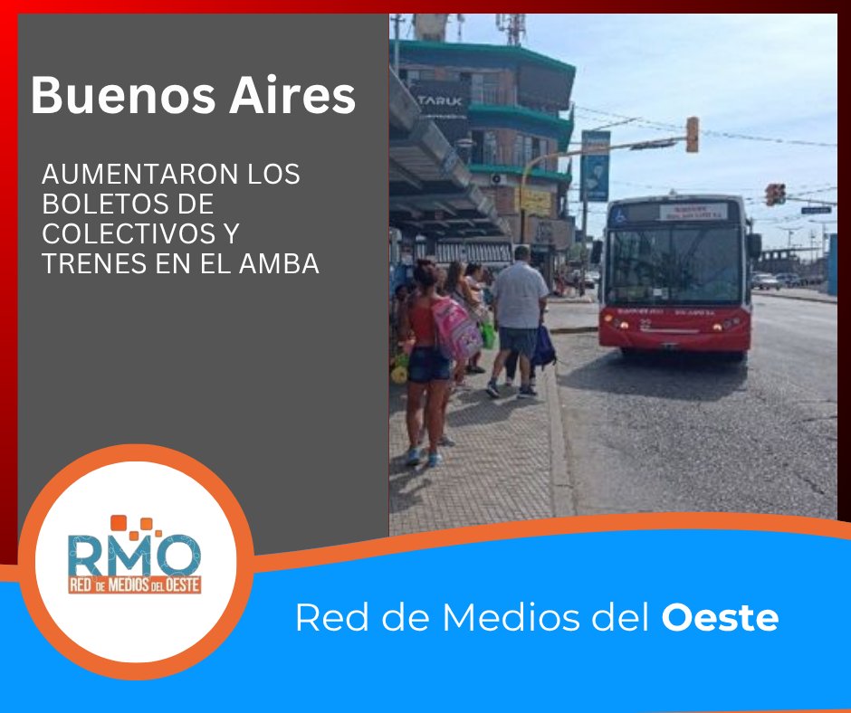 reddemediosrmo's tweet photo. Desde este lunes comenzaron a regir nuevos aumentos en el transporte público del Área Metropolitana de Buenos Aires (AMBA), con subas en colectivos de jurisdicción nacional y un incremento más pronunciado en las tarifas ferroviarias. https://t.co/2siPSL5Y3U