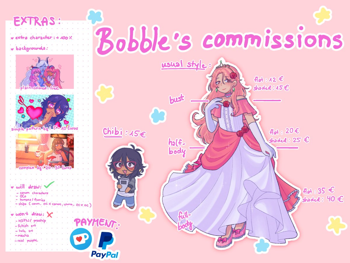 _himebobble_'s tweet photo. ‼️‼️C0MMISSI0NS OPEN‼️‼️
I decided to up my price for the fullbodies again,, also I finally set up my VGEN after forgetting about it,,🙏 
also here‘s my VGEN:  https://t.co/fV2LA7P0TA

so if you‘re interested please feel free to leave me a  message  ✉️ https://t.co/EekxRyIx6o