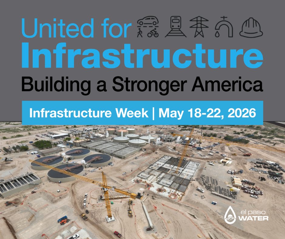 EPWater's tweet photo. 🚧 #InfrastructureWeek 2026 is here! From pumps and lift stations to pipes &amp; treatment plants, every investment is an investment in people, reliable water services, stronger economies and thriving communities. Let’s keep building together. 💪 
@United4Infra https://t.co/jGD0MlVG94