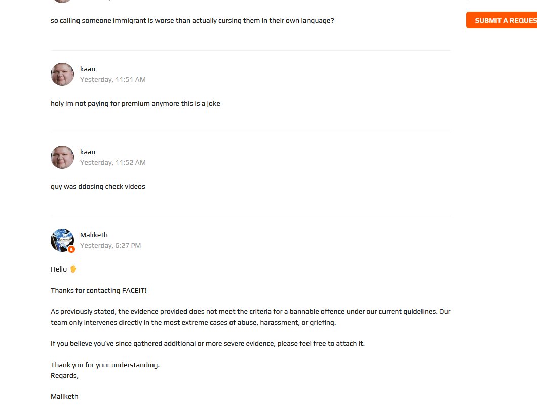 grandmaster_efe's tweet photo. i just said focus on your own game need help he reported me for saying immigrant and kebab while he said shut the fuck up i didn't talk to you faggot i fuck your mother in pussy in turkish support doesn't help also he also ddos'd server @FACEIT_Darwin  @FACEIT @FACEITSupport https://t.co/1gLsmUL7RF