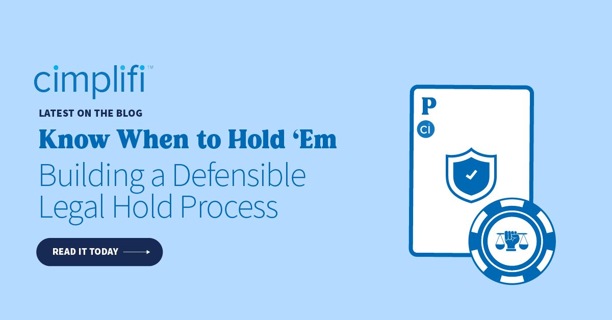 cimplifi's tweet photo. Know when to hold ’em, and how to do it right. In our latest blog, we break down 9 practical steps to build a scalable, audit-ready legal hold workflow. Read more👉 https://t.co/3zRloQkhK1 #eDiscovery #LegalHold https://t.co/zpj7C7kk0R