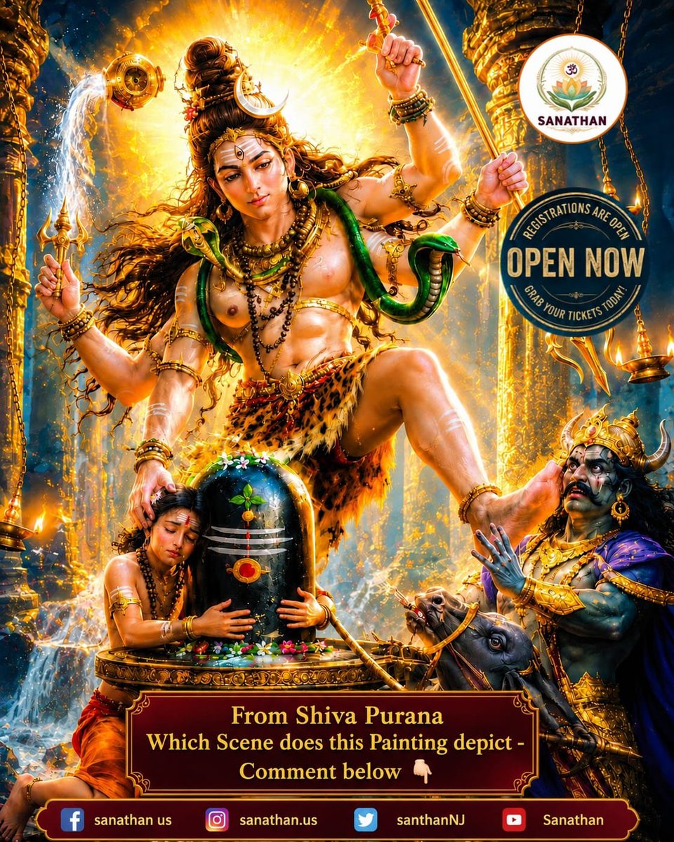 SanathanNj's tweet photo. 🔱 “When devotion becomes the ultimate weapon… even the mighty bow before Mahadev.” 🔱
From the sacred pages of Shiva Purana comes a moment of divine power, protection, and surrender.
A scene where faith stood fearless under the grace of Mahadev… ✨🕉️ #HarHarMahadev  #Mahadev https://t.co/qCRYJhSarK