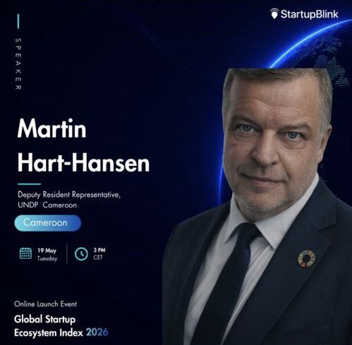 PNUDCameroun's tweet photo. Tomorrow, our Deputy Resident Representative, @Mharthansen, will join global leaders and ecosystem developers as a speaker at the launch of the Global Startup Ecosystem Index 2026 by #StartupBlink. 

The event will spotlight key findings from 1,500+ startup ecosystems worldwide and explore opportunities shaping the future of innovation and entrepreneurship.

Join the conversation on the future of startup ecosystems.

🗓️ 19 May 2026
⏰ 10 AM 🇨🇲
🔗 Register Here:  https://t.co/fnx1ZYxCua

#StartupEcosystems #GSEI2026 #StartupBlink #Innovation #Entrepreneurship #Cameroon