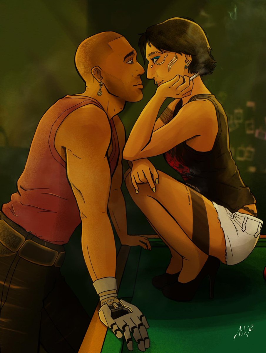 silicagelz's tweet photo. a cop dating a merc wont be the weirdest thing you'd see in night city #riverward https://t.co/LZeFyiXFMD
