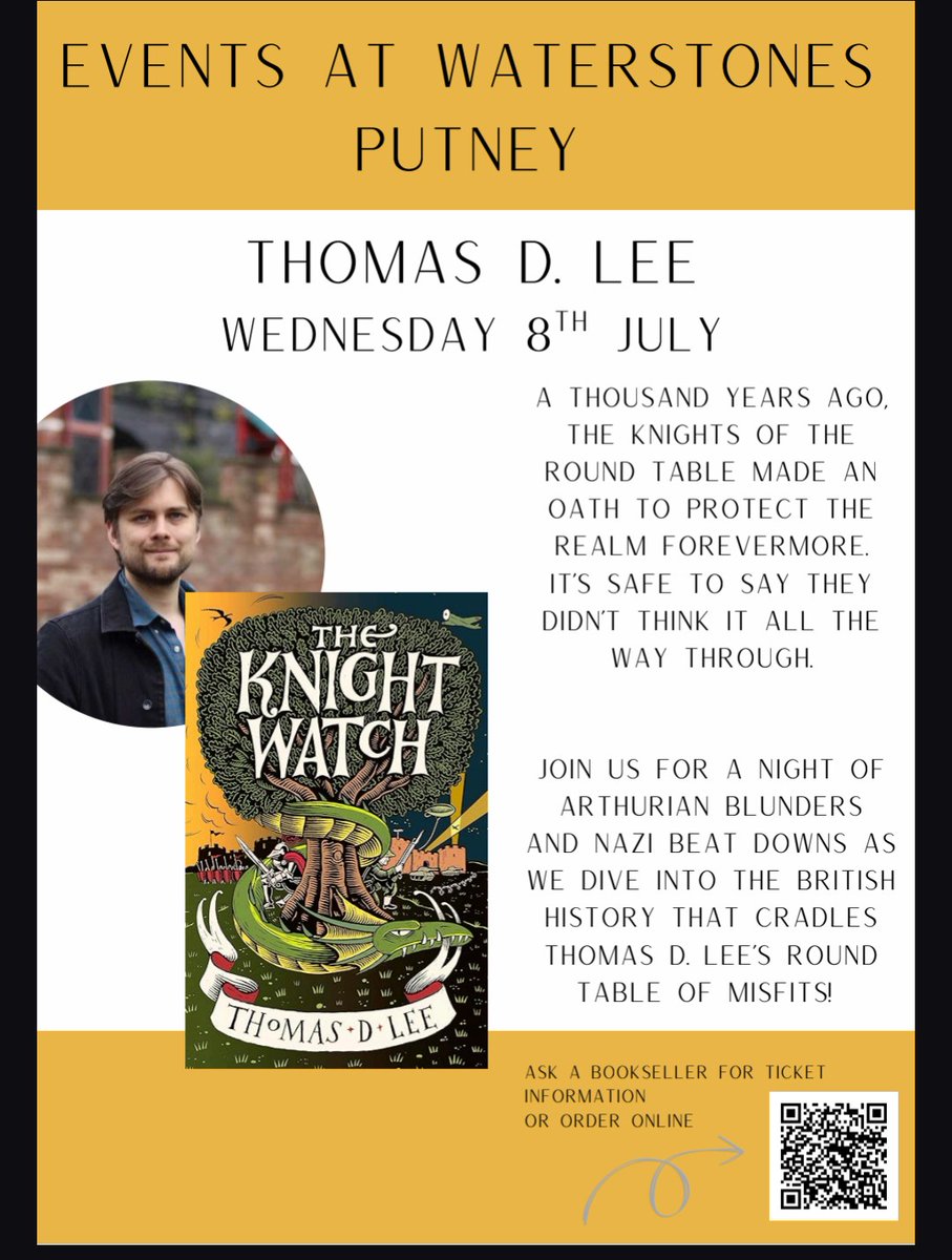 WStonesPutney's tweet photo. On Wed 8th July at 19.00 join us for a night of Arthurian blunders &amp; Nazi beat downs as we celebrate the release of Thomas D. Lee's second book, The Knight Watch!
Tickets available in the link below -
https://t.co/RVzTz94RGh https://t.co/NuzwbvE5nm