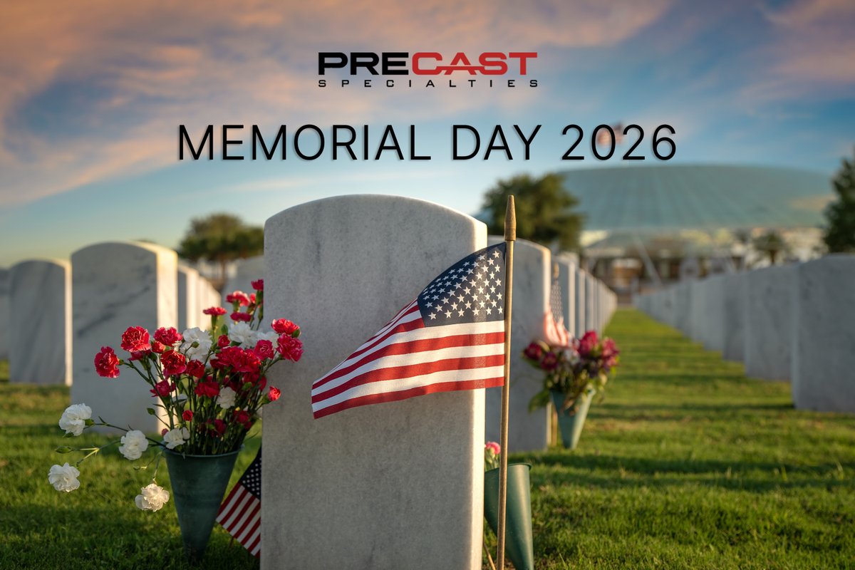 PrecastSpecialt's tweet photo. In observance of Memorial Day, Precast Specialties wants to take a moment to remember all members of the U.S. military and their families, who have sacrified everything for their country. You will always be remembered!
#memorialday #military https://t.co/OL4BUz96Qb