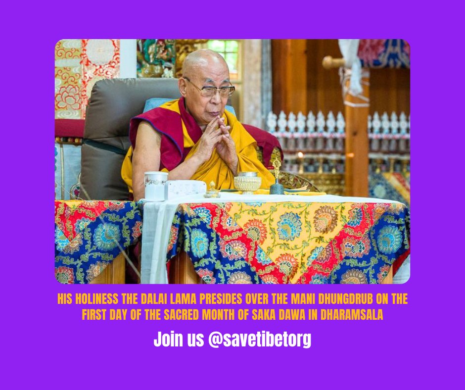 compassionrises's tweet photo. His Holiness the Dalai Lama presides over the opening of the Mani Dhungdrub in Dharamsala during the sacred month of Saka Dawa as thousands gathered for the recitation of Om Mani Padme Hum.
The Compassion Rising journey continues with @SaveTibetOrg 
👉 Follow @SaveTibetOrg https://t.co/1f5Gnm9NJn