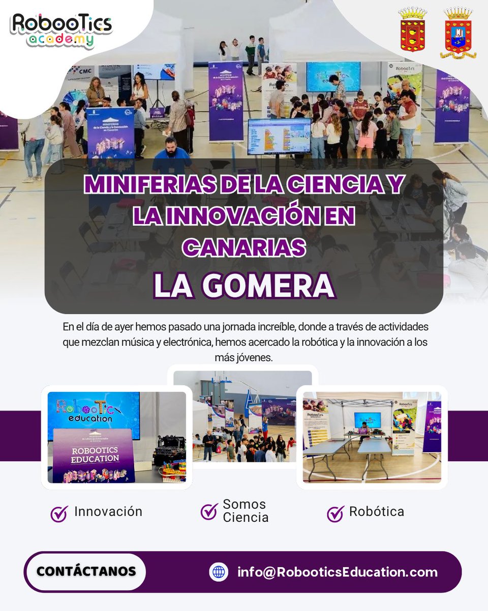 robootics_'s tweet photo. El viernes vivimos una jornada maravillosa en las Miniferias de la Ciencia y la Innovación de Canarias, celebradas en la isla de La Gomera 🌍✨

Fue un día lleno de aprendizaje, donde alumnos/as y familias pudieron acercarse a la ciencia, la innovación y la robótica. 🎶🤖🔬 https://t.co/nSDkML33I6