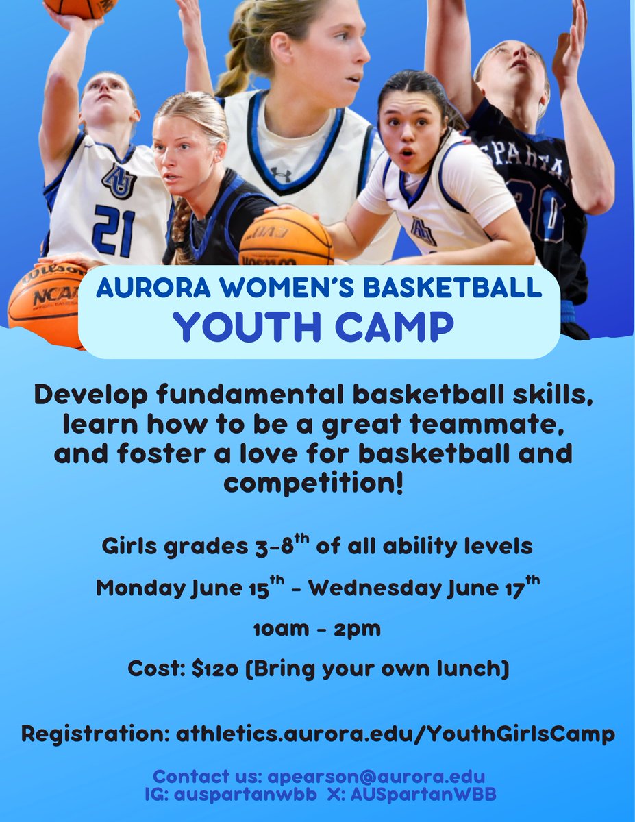 AUSpartanWBB's tweet photo. Registration is now open! 

Join the Spartans this summer for our youth skills camp. Perfect for all skill levels. Work hard, get better, and have fun with us! https://t.co/lJrXH7qtAo
