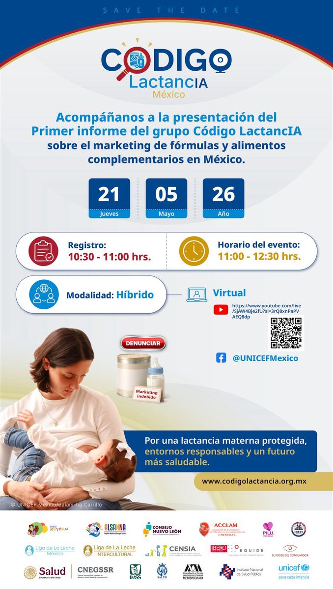 bbfmex's tweet photo. ¡Llegó el momento de compartir resultados! 🚀

Después de un intenso trabajo, estamos listos para presentar el Primer informe del grupo Código Lactancia sobre el marketing de fórmulas y alimentos complementarios en México. https://t.co/3XVkxLYOGY