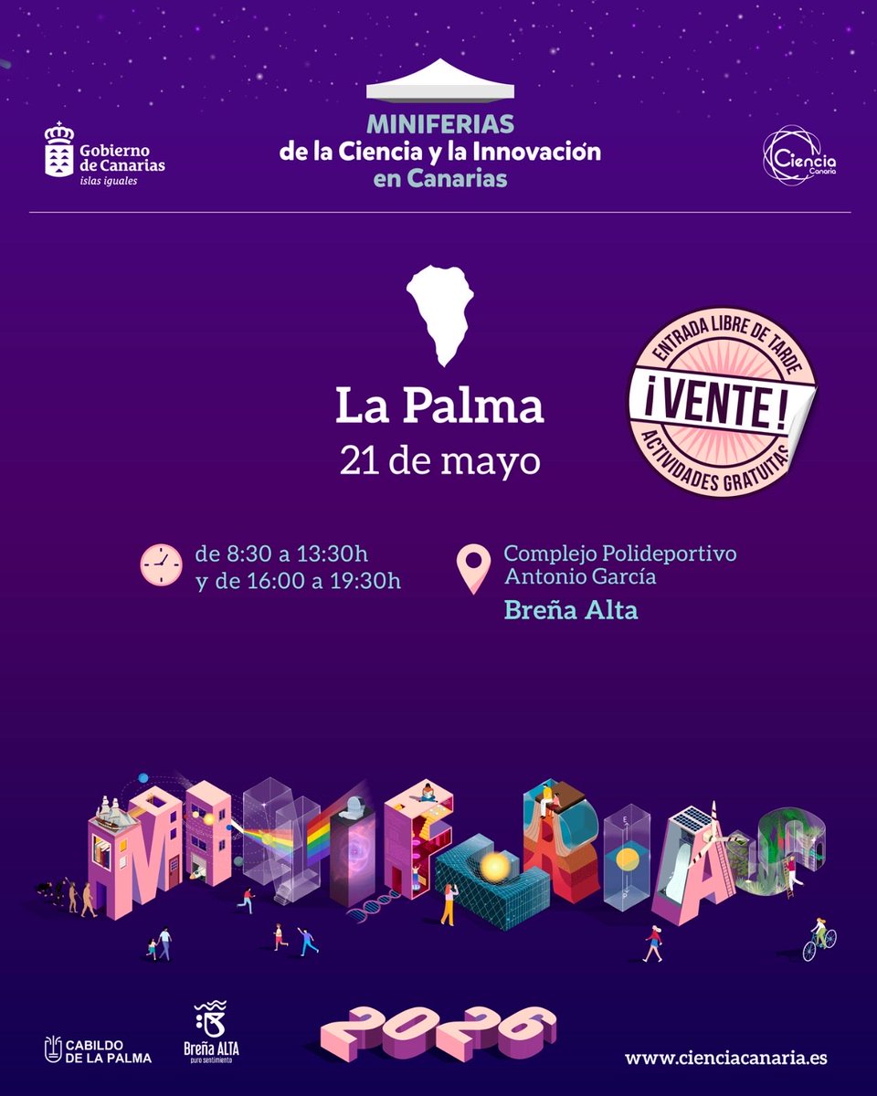 robootics_'s tweet photo. 🔬✨ ¡Arrancan las Miniferias de la Ciencia y la Innovación en La Palma!

Este jueves 21 de mayo, estaremos en el Polideportivo Antonio García para disfrutar de una jornada maravillosa. Ven a descubrir, crear y sorprenderte. 🌟🦾

#InnovaciónCanarias #Robótica #LaPalma https://t.co/6NUA5hJE8h