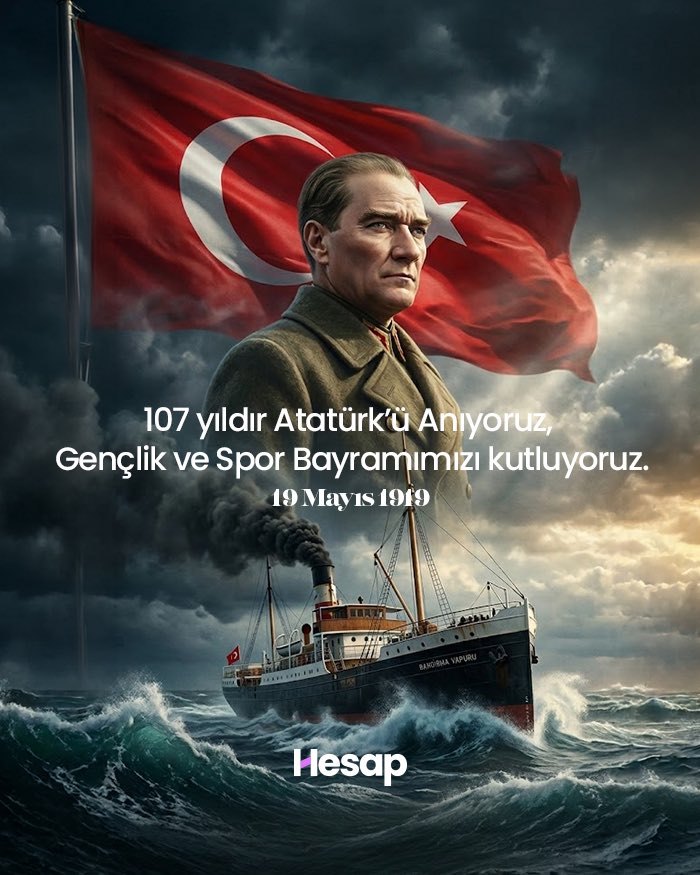 hesapbasitt's tweet photo. 19 Mayıs 1919’da başlayan yolculuk, bir milletin yeniden ayağa kalkışının ilk adımı oldu.
Bugün, 107 yıl sonra aynı inanç ve coşkuyla 19 Mayıs Atatürk’ü Anma, Gençlik ve Spor Bayramı’mızı kutluyoruz. 💜 https://t.co/o5tNAs6hPQ