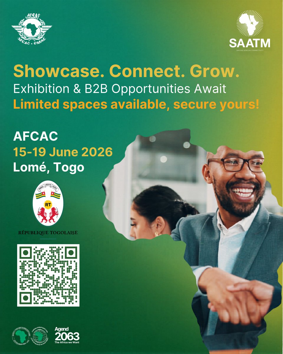 Afcac_Cafac's tweet photo. Less than One Month to Go!

Preparations for the African Air Transport Convention &amp; Expo 2026 are now entering their final and most dynamic phase. 

Limited opportunities remain for:
▪ Exhibition Booths
▪ Sponsorship &amp; Branding Packages
▪ Tailored Visibility Partnerships https://t.co/25YQgBXA1d