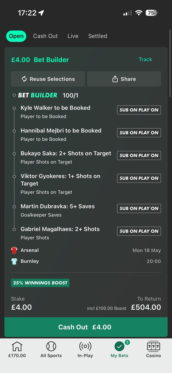 SakibbMUFC's tweet photo. Arsenal VS Burnley Long Shot Acca. https://t.co/A3VgB07ZGO
