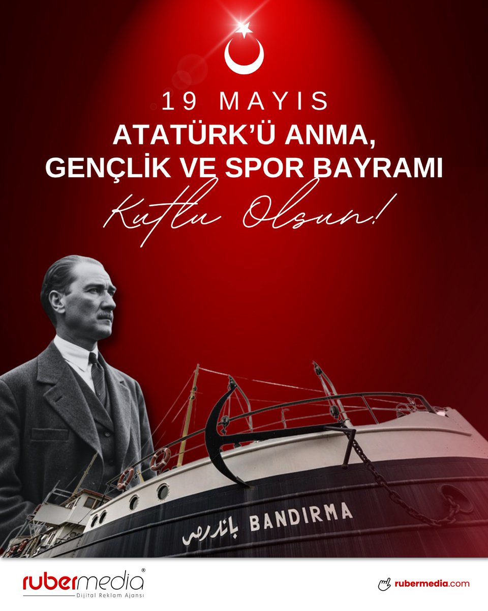 rubermedia's tweet photo. 19 Mayıs Atatürk’ü Anma, Gençlik ve Spor Bayramı Kutlu Olsun! 🇹🇷

RUBER MEDIA ®️

#19mayıs1919 #atatürk #19mayıskutluolsun #19mayısatatürküanmagençlikvesporbayramı #19mayıs https://t.co/gN3Sbamk0j