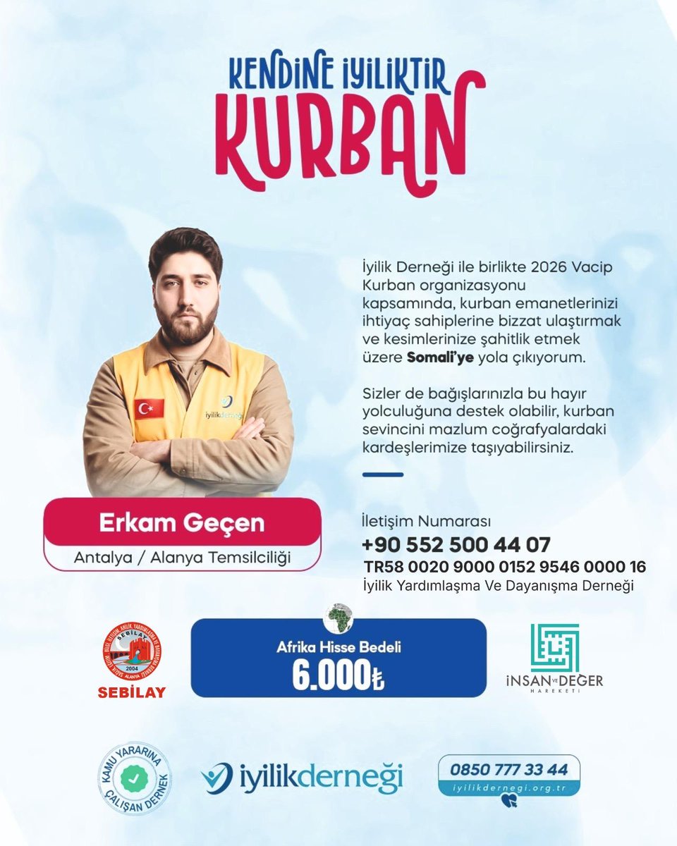 sebilayder's tweet photo. 📲Kurbanın her adımını kaydediyor,videosunu size ulaştırıyoruz.
Şeffaf, güvenilir ve huzurlu bayram için bağışınızı  yapabilirsiniz.
IBAN:TR580020900001529546000016
HESAP ADI: İYİLİK YARDIMLAŞMA VE DAYANIŞMA DERNEĞİ
AÇIKLMA: AD-SOYAD, TLF, VACİP KURBAN- Ülke #Alanyaiyilikdernegi https://t.co/YoGmCmBwgf