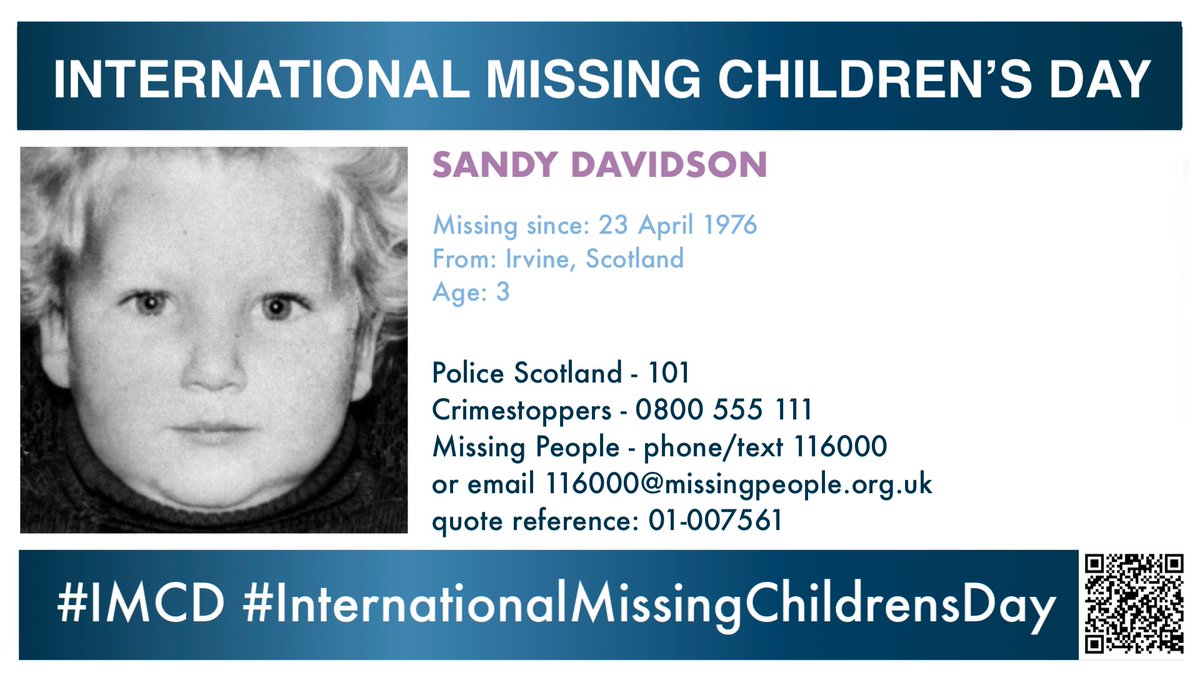 MisPersSupport's tweet photo. Sandy Davidson was 3 years old when he went missing on 23 April 1976 from Irvine, Scotland #FindSandy #IMCD #InternationalMissingChildrensDay #MissingPersonsSupport #BlueForHope 🩵 @Donnaxluvsxux https://t.co/gjjoPjW1CL