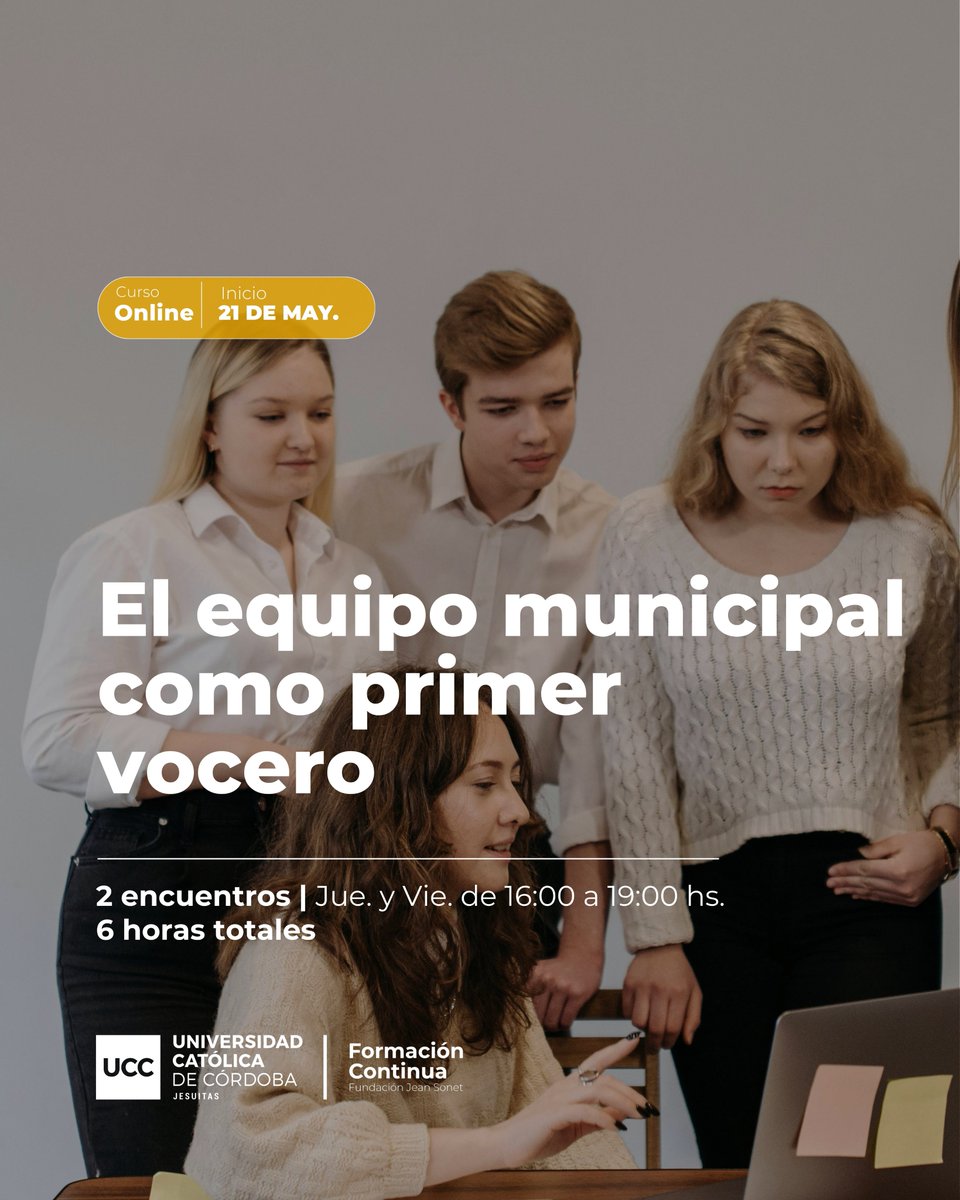 IFGUCC's tweet photo. Este jueves 21 de mayo comienza el curso  𝗘𝗹 𝗲𝗾𝘂𝗶𝗽𝗼 𝗺𝘂𝗻𝗶𝗰𝗶𝗽𝗮𝗹 𝗰𝗼𝗺𝗼 𝗽𝗿𝗶𝗺𝗲𝗿 𝘃𝗼𝗰𝗲𝗿𝗼, el 4° curso del 𝗖𝗶𝗰𝗹𝗼 𝗱𝗲 𝗳𝗼𝗿𝗺𝗮𝗰𝗶𝗼́𝗻 𝗲𝗻 𝗰𝗼𝗺𝘂𝗻𝗶𝗰𝗮𝗰𝗶𝗼́𝗻 𝗱𝗲 𝗴𝗲𝘀𝘁𝗶𝗼́𝗻 𝘆 𝗰𝗲𝗿𝗰𝗮𝗻𝗶́𝗮.
+ info en: https://t.co/zMas67s16F https://t.co/YuOtMWMmMa