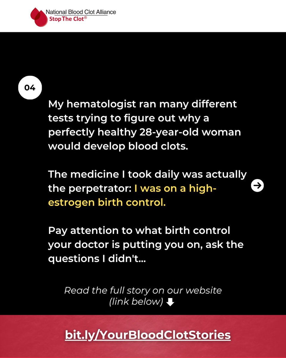 StopTheClot's tweet photo. ⚠️ "The medicine I took daily was actually the perpetrator." Courtney was 28 and healthy when high-estrogen birth control caused a DVT and 4 pulmonary emboli. No one ever warned her. Three years clot free — now she's making sure other women get the information she never did.

 This Women’s Health Month, help us reach more women with life-saving information.

❤️ Support the mission: https://t.co/bGx9iRvxPd

#womenandbloodclots #WomensHealthMonth26 #stoptheclot