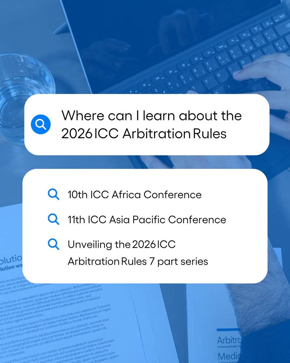 ICC_arbitration's tweet photo. Whatโs changing in the 2026โฏICC ArbitrationโฏRules? Our 7-part series explores the key updates you need to know #2026ICCRules
๐ Read the articles: https://t.co/aRyoHifQud
Weโll dive deeper into these changes at #ICCAfrica and #ICCAPAC
๐
Register now: https://t.co/LFzGuBmnyF https://t.co/IcyzK5Acsk