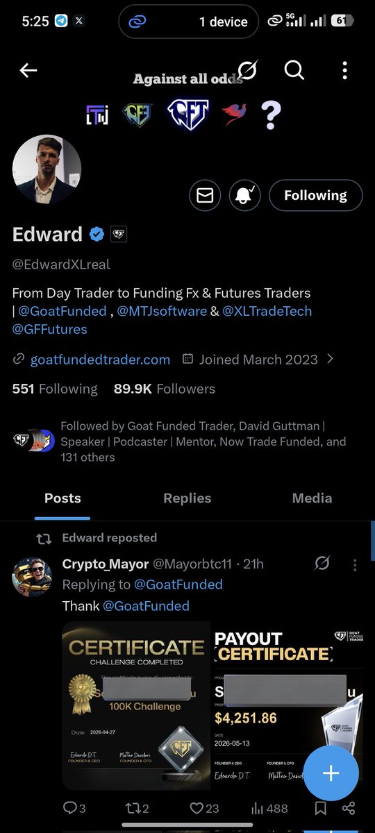EChidoskey's tweet photo. @GoatFunded @EdwardXLreal My favourite feature is the fact that GFT has a mobile app for the dashboard and not just website dashboard... that's cool

@innocenttugo @btyga001 https://t.co/uQcUJneXwh