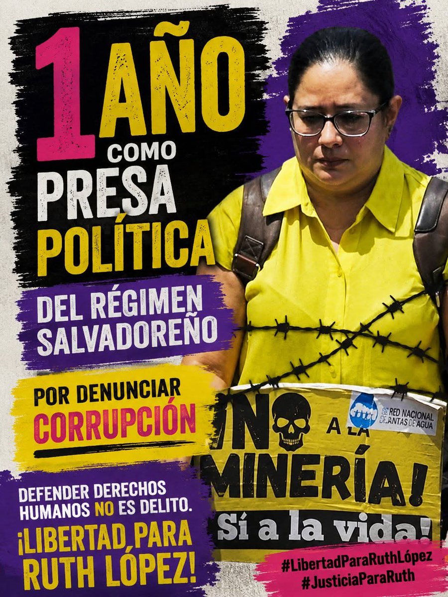 SinFarsas's tweet photo. Voces que se alzan por la libertad de Ruth López a un año de su encarcelamiento como presa política por el régimen de Bukele. #LibertadParaRuthLópez https://t.co/XmHf3zcGzr