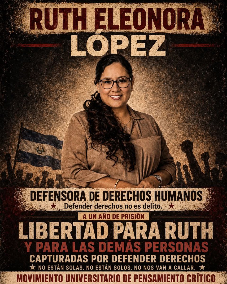 SinFarsas's tweet photo. Voces que se alzan por la libertad de Ruth López a un año de su encarcelamiento como presa política por el régimen de Bukele. #LibertadParaRuthLópez https://t.co/XmHf3zcGzr