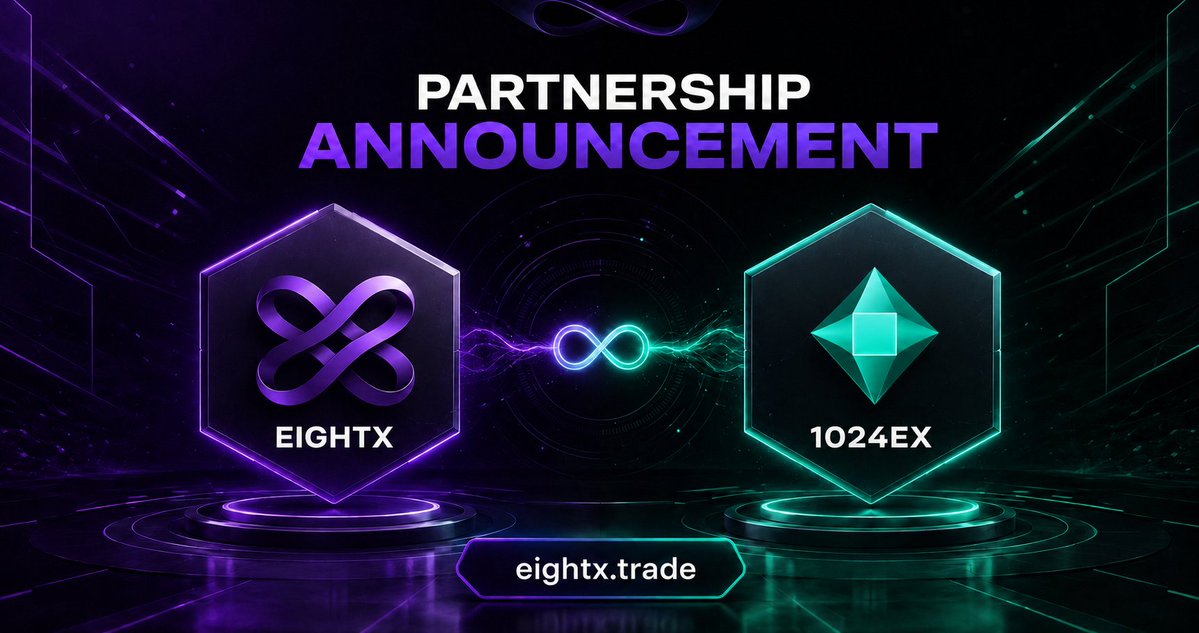 TradeOnEightX's tweet photo. Excited to unveil a strategic collaboration between EightX and @1024EX. 🤝

EightX is developing an integrated trading ecosystem for the next era of finance, bringing together crypto, equities, traditional assets, and RWAs within a fast, seamless trading environment.

1024EX is advancing AI-driven trading infrastructure with innovations like AgentX, an intelligent execution agent, and 1024EX Predict, a prediction market focused on transforming insights into tradable opportunities.

Through this partnership, both teams will collaborate on AI-enhanced execution systems, smarter liquidity coordination, prediction-driven markets, and the evolution of on-chain financial infrastructure.

The collaboration represents a mutual commitment to building more intelligent, interconnected, and technology-driven global financial markets.