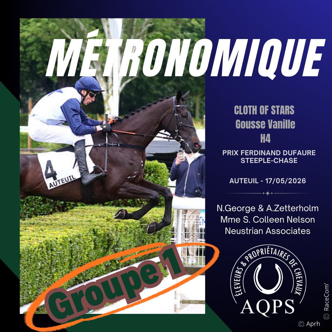TheFrenchChaser's tweet photo. 🚀Retour sur un week-end de l'obstacle à Auteuil avec 5 victoires AQPS dont celle de METRONOMIQUE, élu Meilleur 3 ans AQPS d'obstacle en 2025, qui remporte son 1er Groupe 1 à l'âge de 4 ans, dans le convoité Prix Ferdinand Dufaure ! 

Bravo à tous ! @NGAZracing @harasdubuff https://t.co/xfPicecl1V