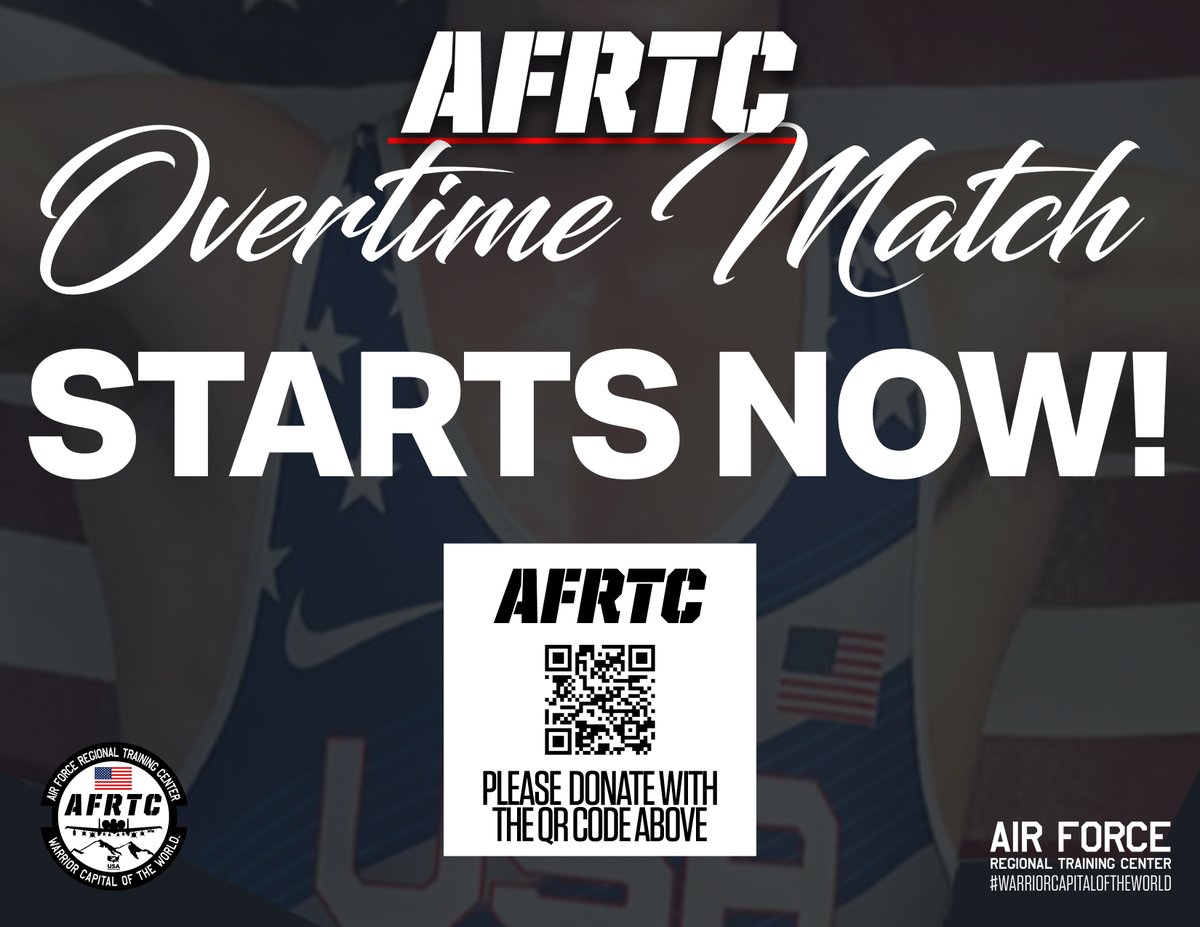 AirForceRTC's tweet photo. IT'S TIME!

Our Overtime Match starts NOW! Head to https://t.co/t7rdHgjqAS to support our cause as we work to provide a world-class wrestling program that delivers an amazing experience for our cadet-athletes! https://t.co/Si5iCud1VU