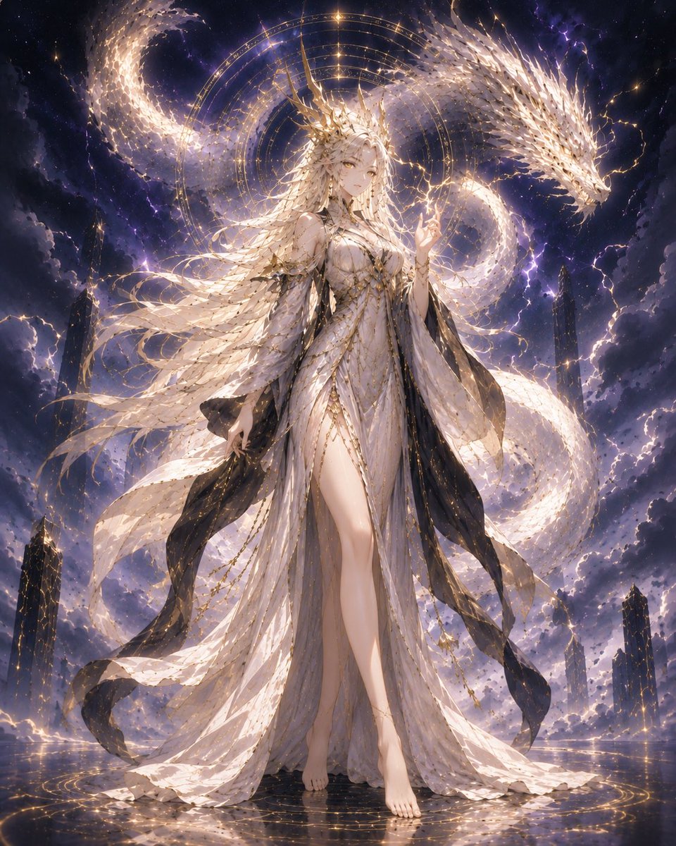 aaca0518's tweet photo. The Celestial Thunder Dragon of Forgotten Time

#DragonGoddess #CelestialDragon #ThunderDragon #FantasyArt #AIArt #DivineBeauty #MythicCharacter #OriginalCharacter https://t.co/giyHwOQUI1