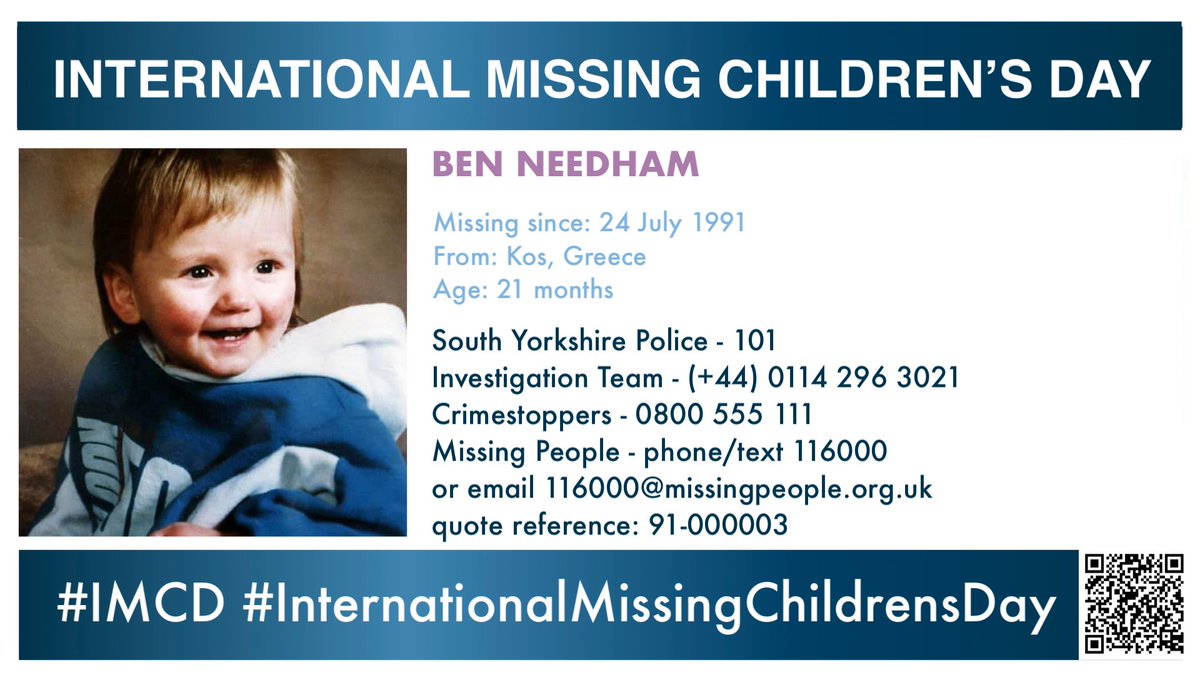 MisPersSupport's tweet photo. Ben Needham was 21 months old when he went missing on 24 July 1991 from Kos, Greece #HelpFindBen #IMCD #InternationalMissingChildrensDay #MissingPersonsSupport #BlueForHope 🩵 @FindBenNeedham @findbengreek https://t.co/njKyMWCpBy
