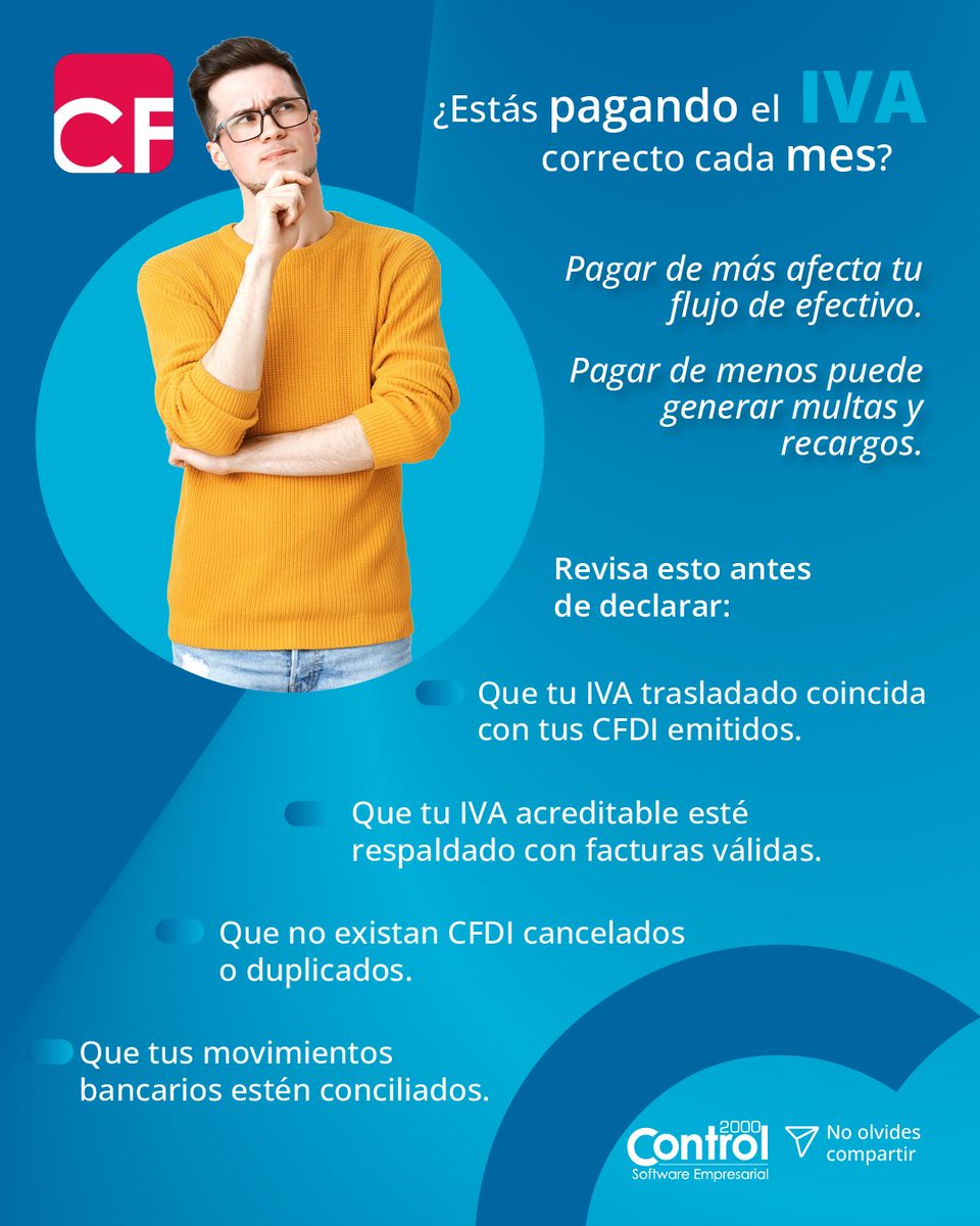 Control2000's tweet photo. ¡Genera el cálculo correcto de IVA y seguridad fiscal con Contafiscal C2K! 😎
https://t.co/XUBr6ZMss4

#Control2000 #ContafiscalC2K #IVA https://t.co/NHsKEKe1Pz
