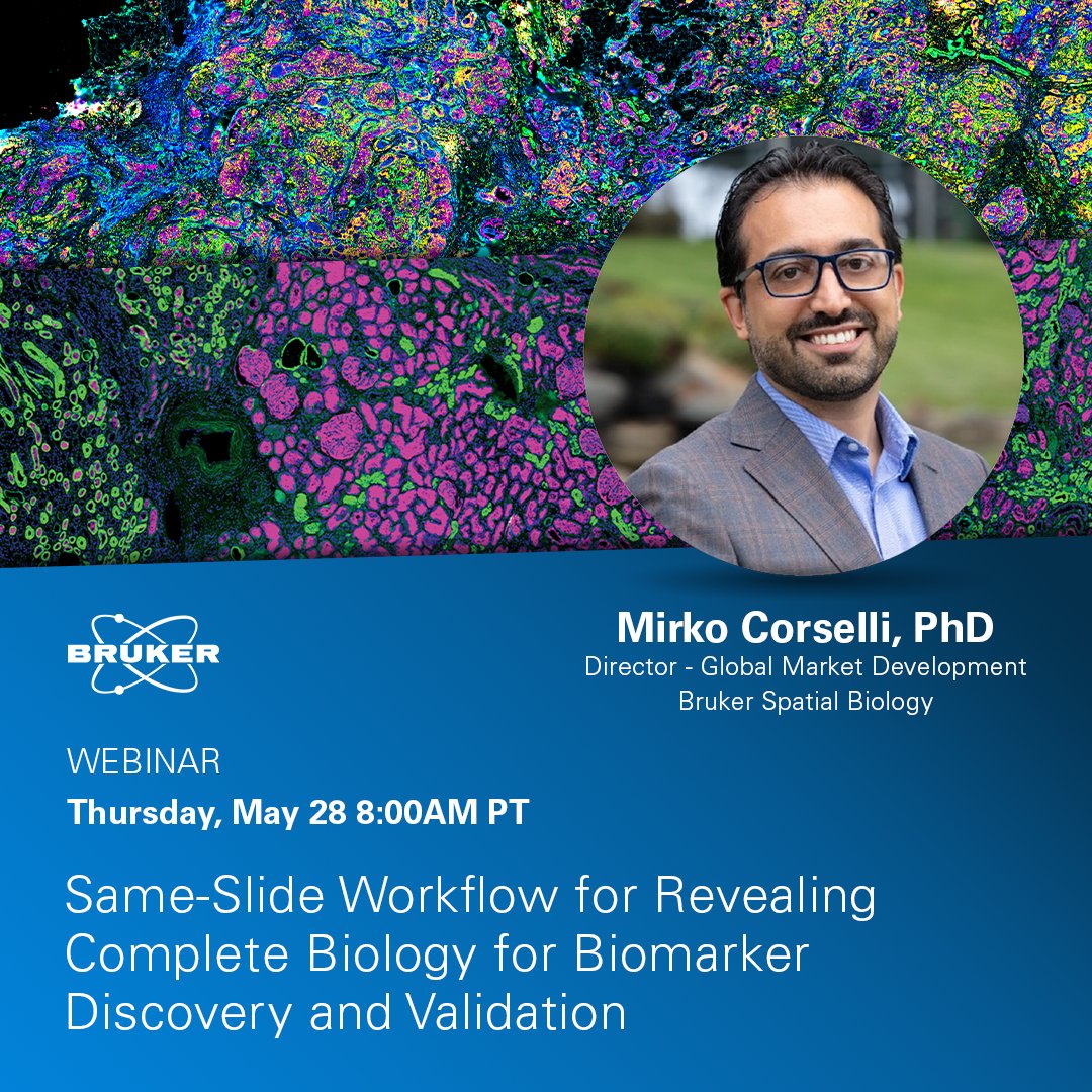 brukerspatial's tweet photo. Join our latest webinar to explore a unified workflow combining GeoMx® DSP for spatial multiomic discovery with CellScape™ XR for single-cell protein validation on the same tissue section. Save your seat! https://t.co/uFqZnvlKhX https://t.co/V50Grmpsxw